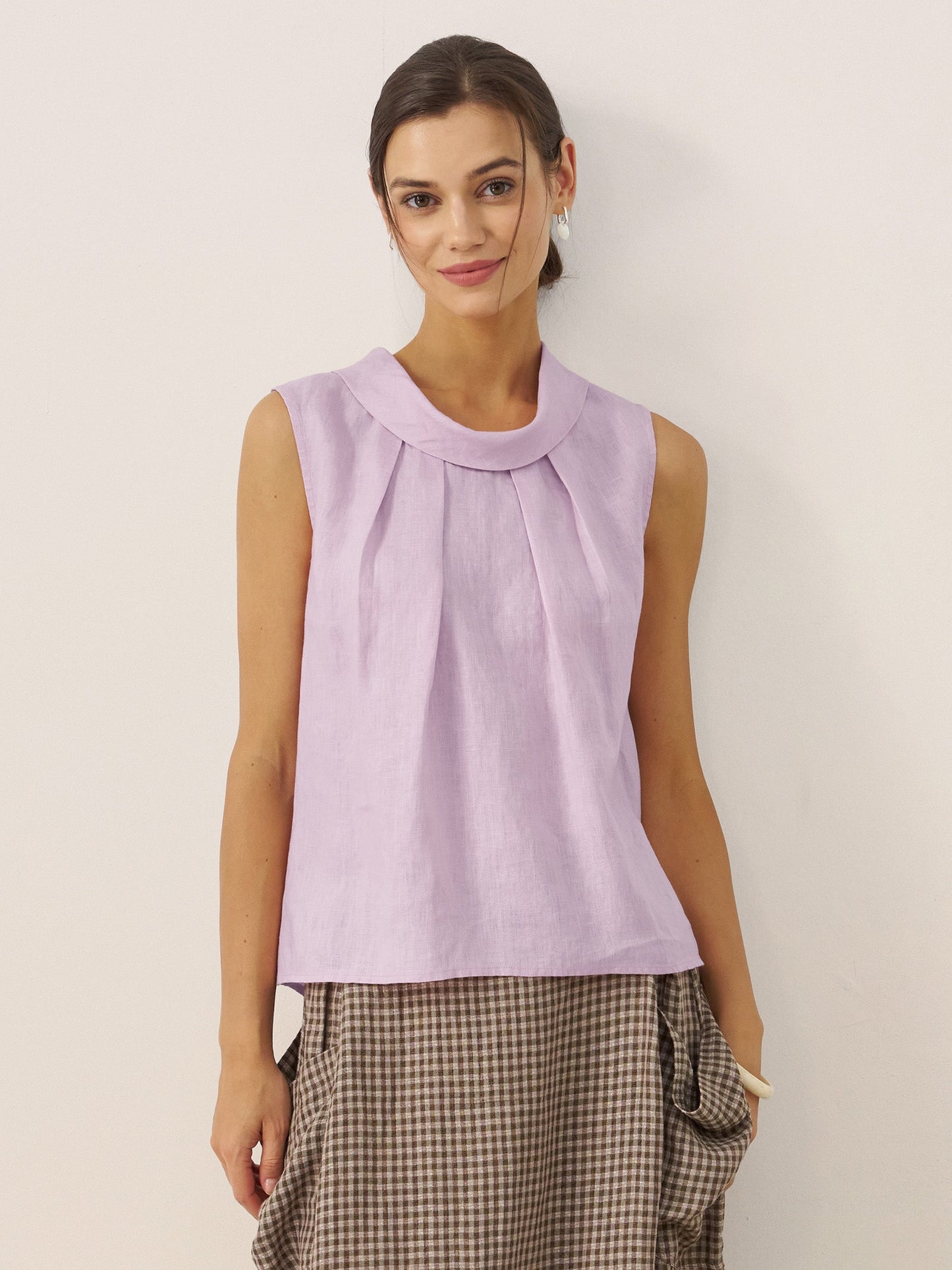100% Linen Structured Collar Sleeveless Blouse BLAIR 9