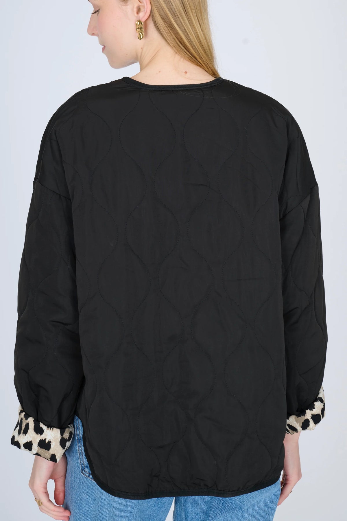 BLACK LEOPARD QUILTED JACKET 4