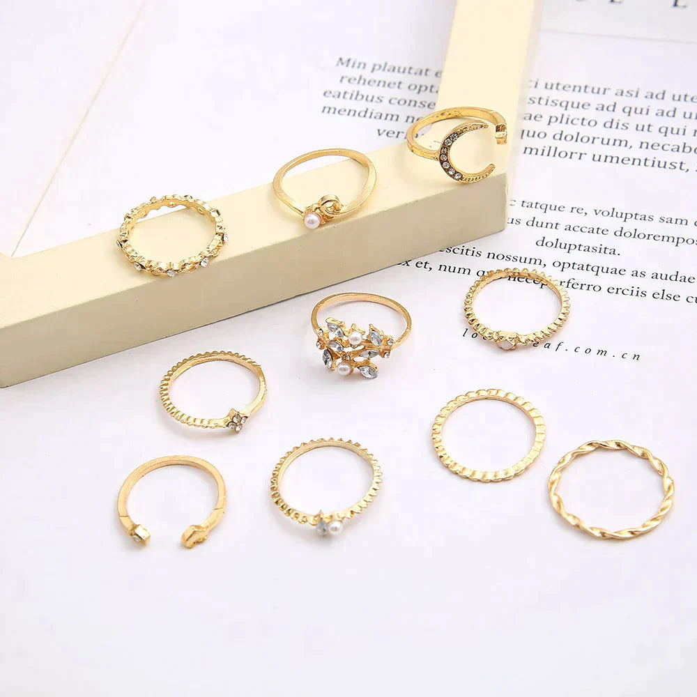 Bundle of 10 Boho Silver and Gold Rings 3