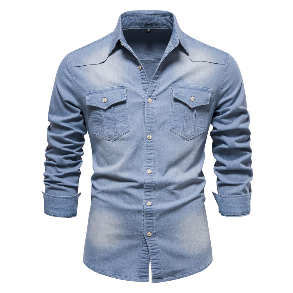 Casual Denim Shirt with Button Front and Chest Pockets 8