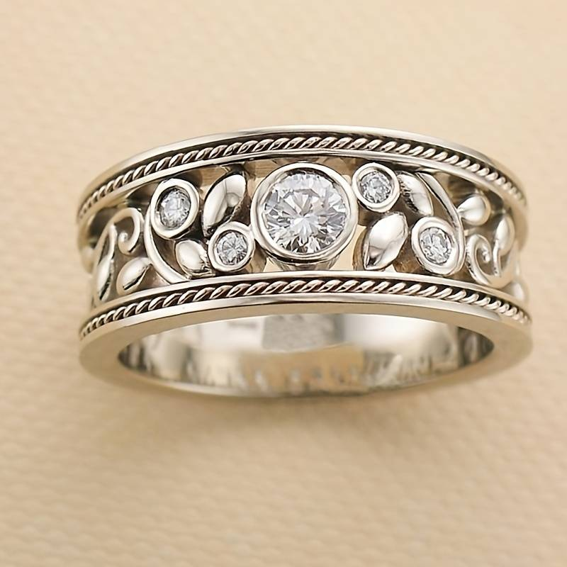 Charm - Sterling Silver Ring with Zirconia Accents 0