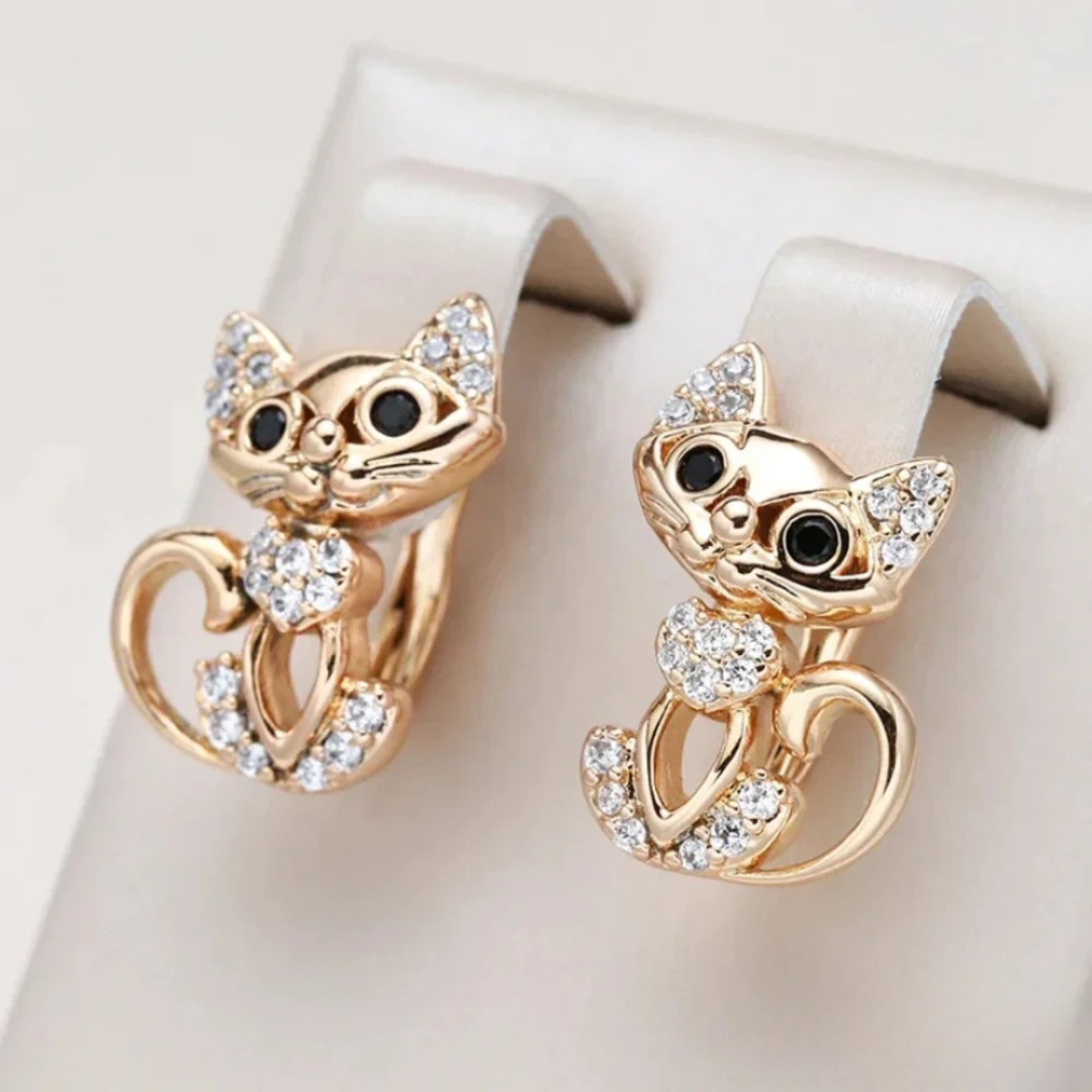 Chic Zirconia Cat Earrings 0