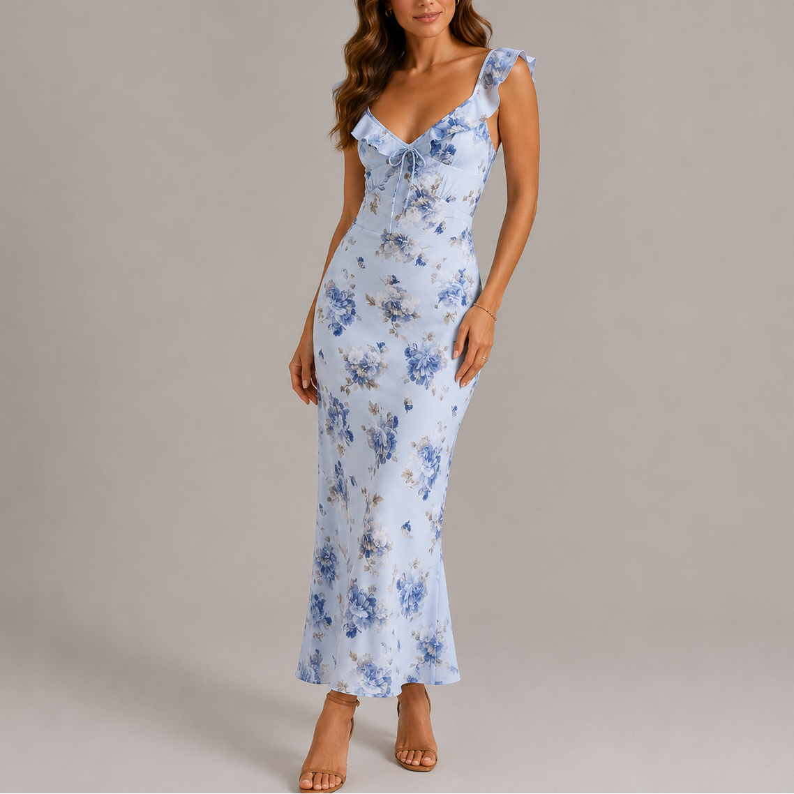 Clara | Floral Ruffle Strap Maxi Dress 1