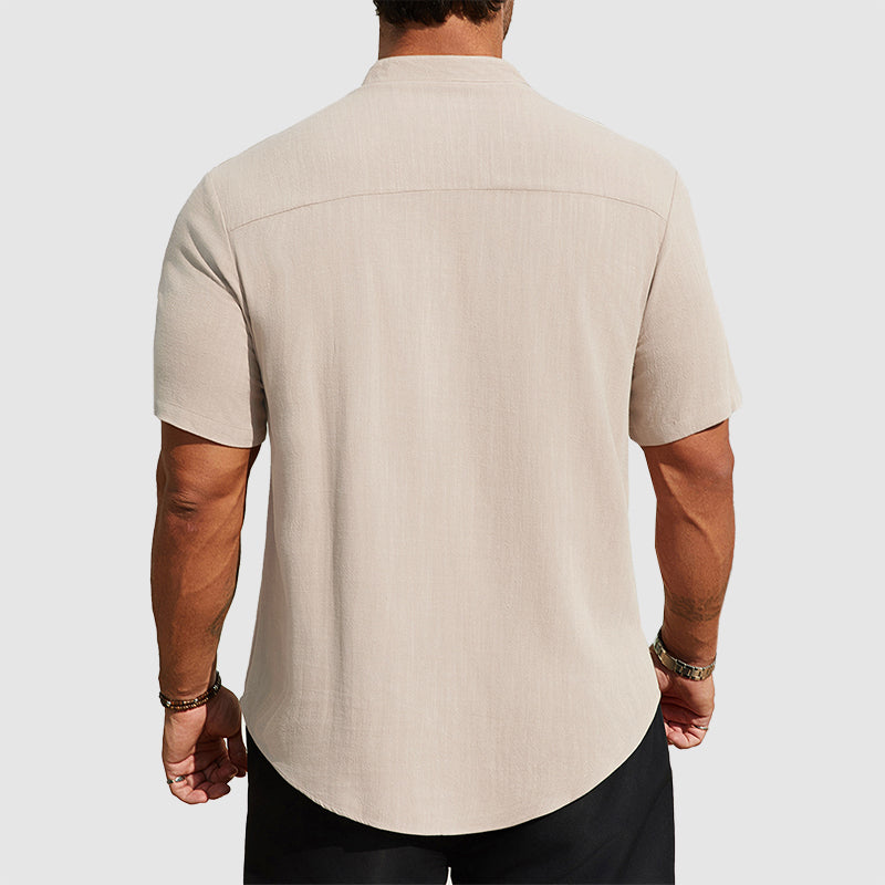 Dennis | Linen-Blend Short Sleeve Henley Shirt 5