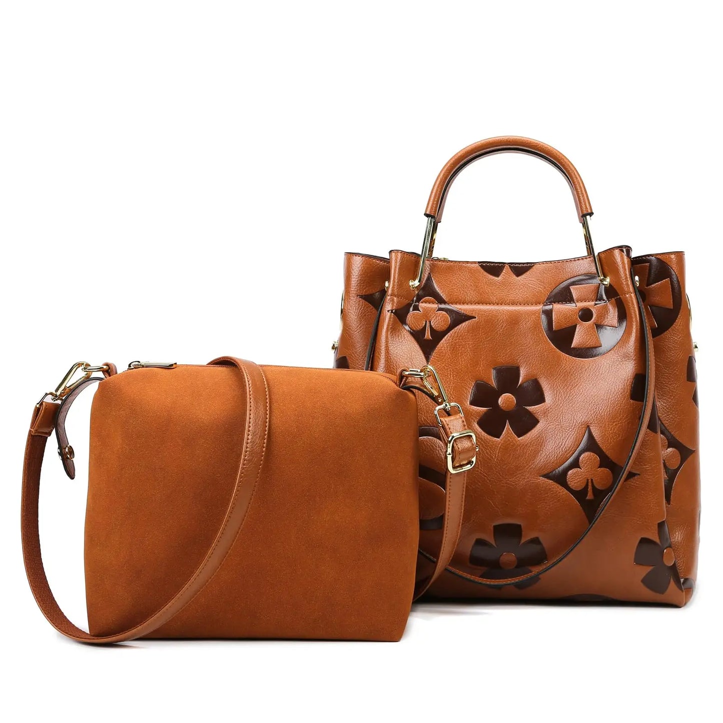 Elegant Floral Leather Tote Bag Set with Spacious Interior for Stylish Everyday Use 5