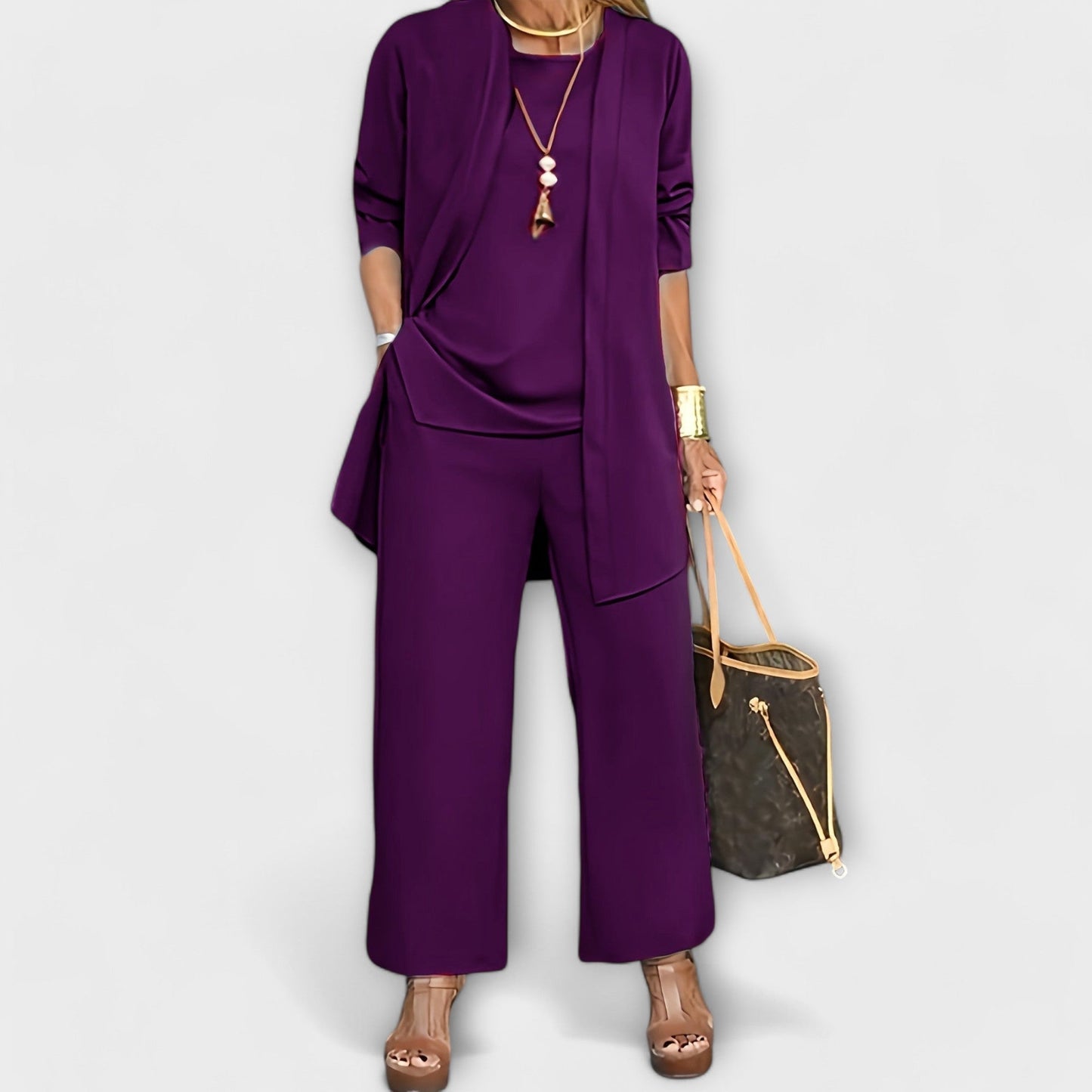 Emma | Chic Relaxed Loungewear Women's Set with Wide Leg Pants 8