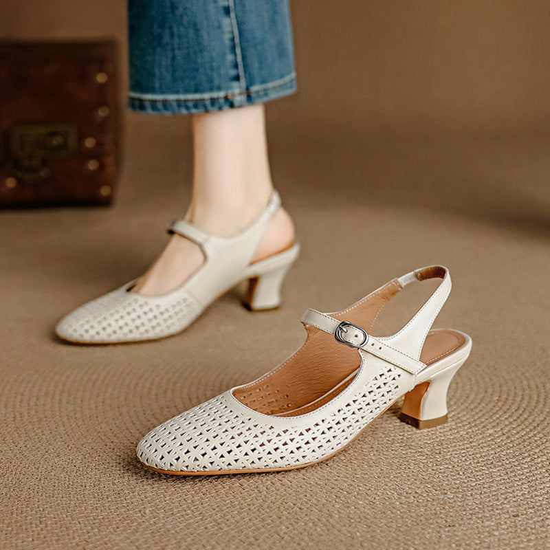 Georgina | Genuine Leather Slingback Low Heels 9