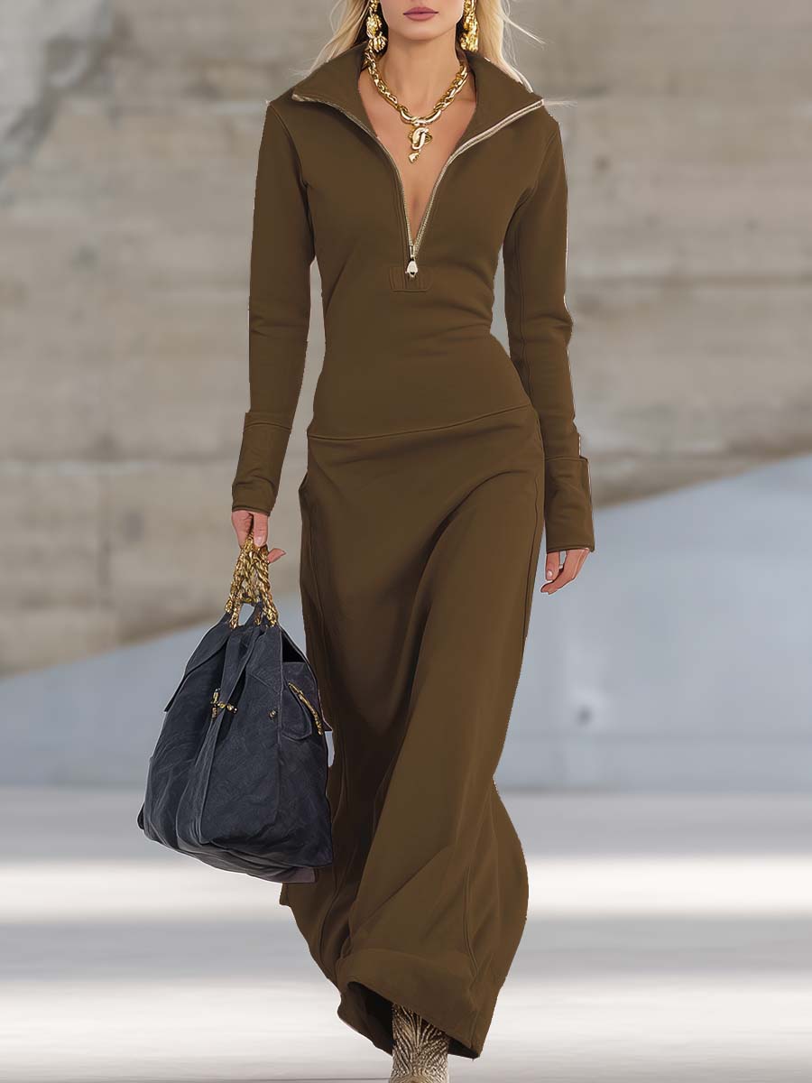 Leona | Hooded Zip Front Maxi Dress 12