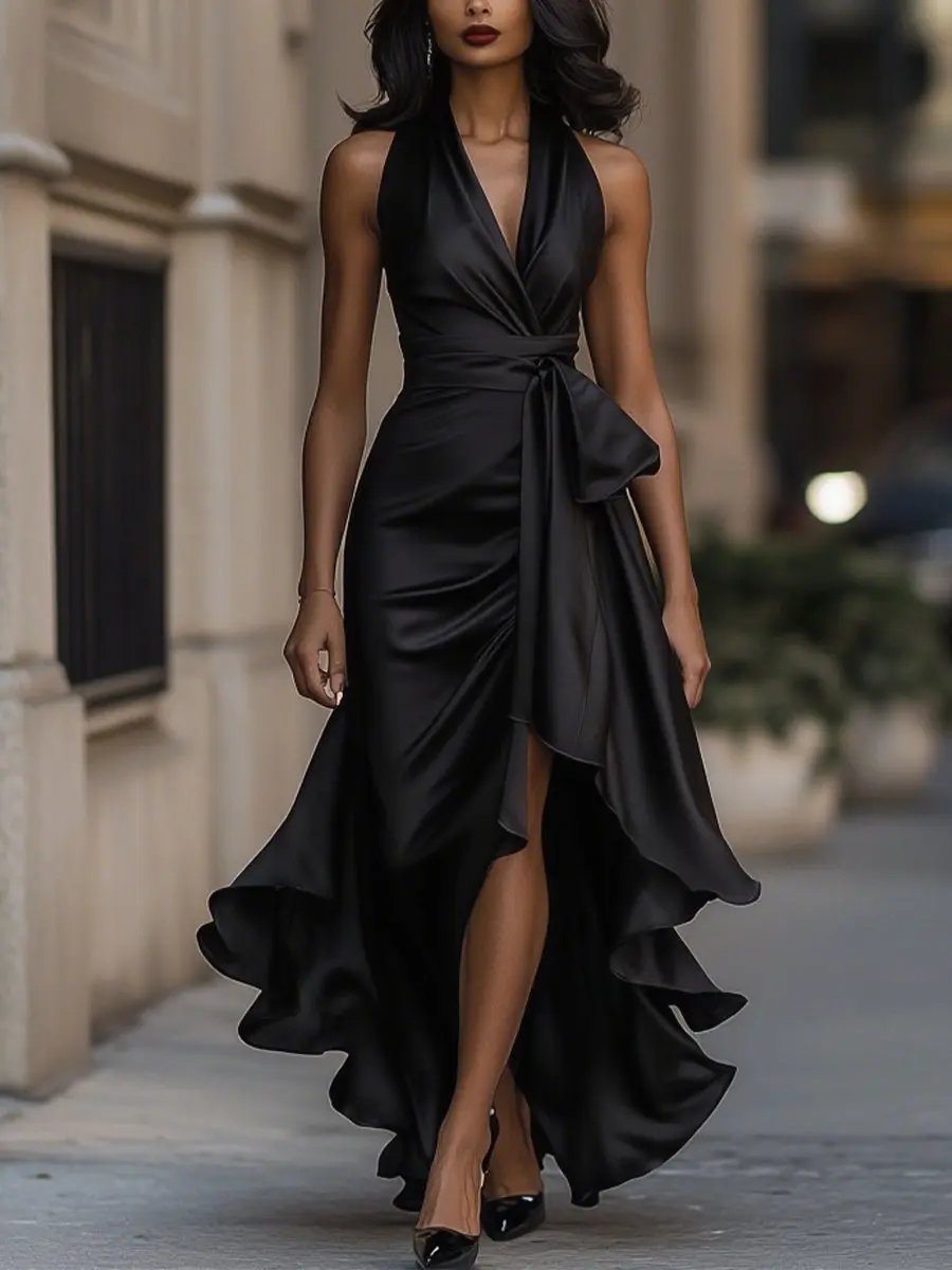 Leslie | Women's Halter Neck Maxi Dress 10