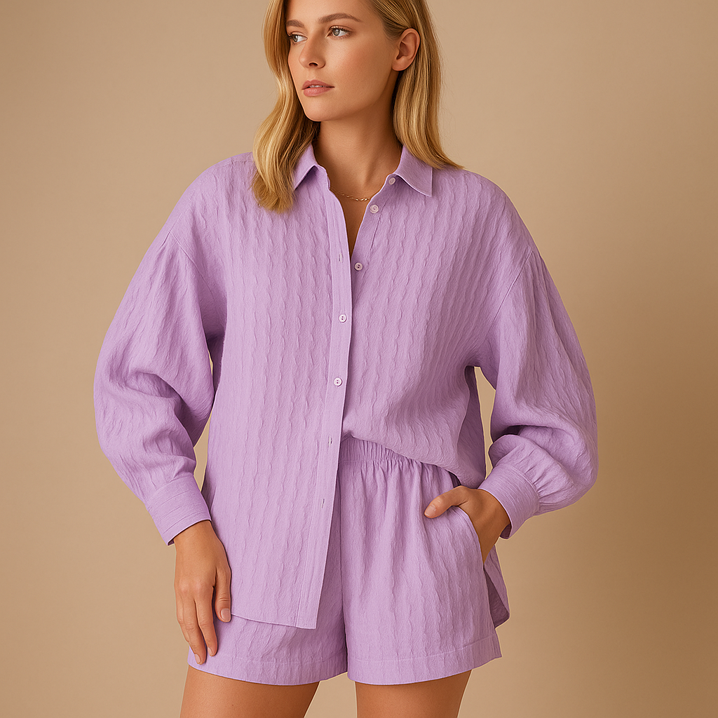 Light summer blouse and shorts set for women | Amelia 4