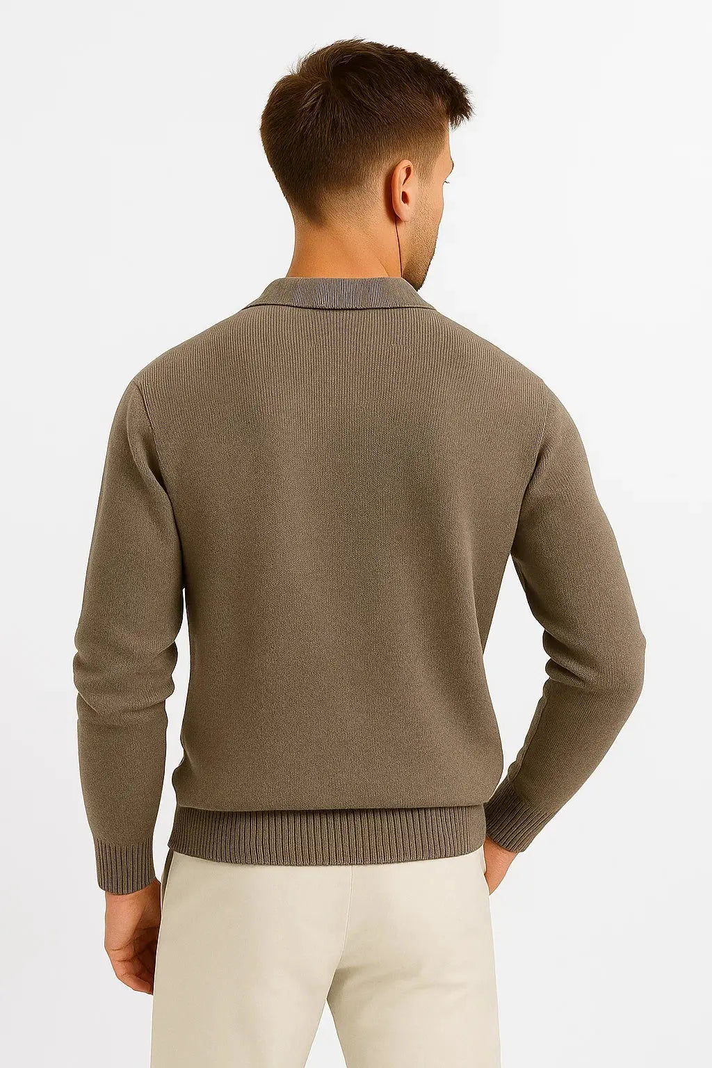 Men's Polo Sweater Cotton Blend Classic Knit Pullover with Structured Collar 2
