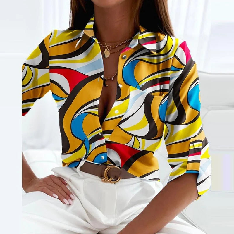 Novalie | Classic Collared Printed Blouse 12