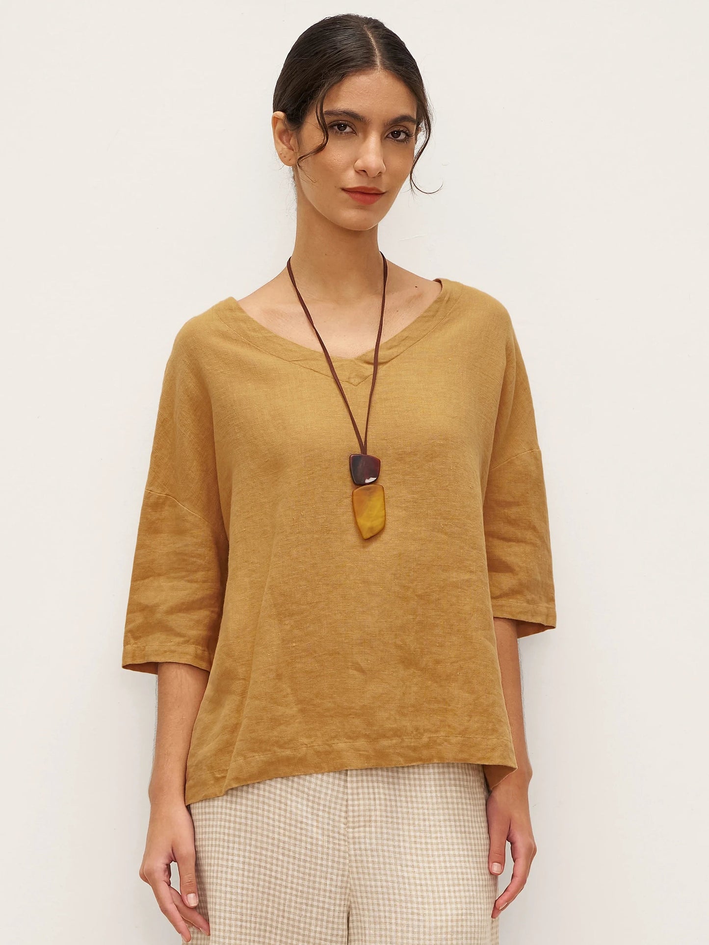 Sophie | Relaxed Elegant Linen V-Neck Women's Top 9
