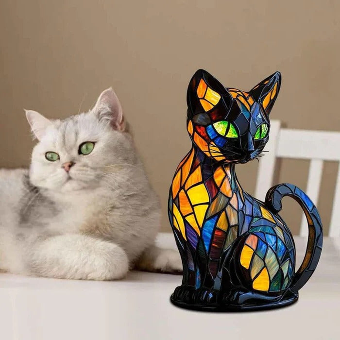 Stained Glass Cat Table Lamp 5