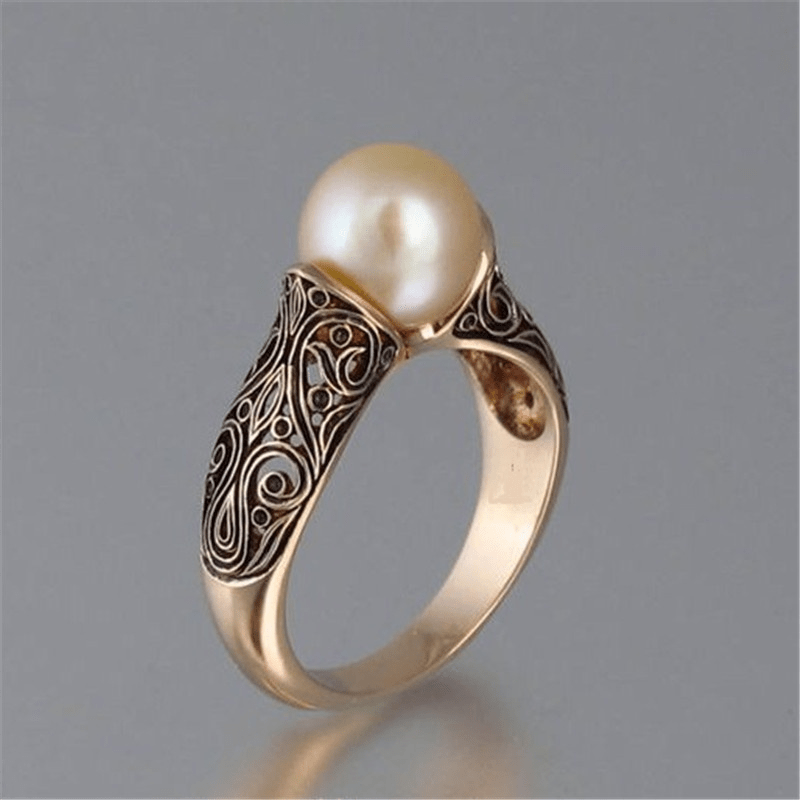 Timeless Gold Band Adorned with Vintage Pearls 0