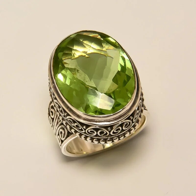 Timeless Olive Crystal Ring 0