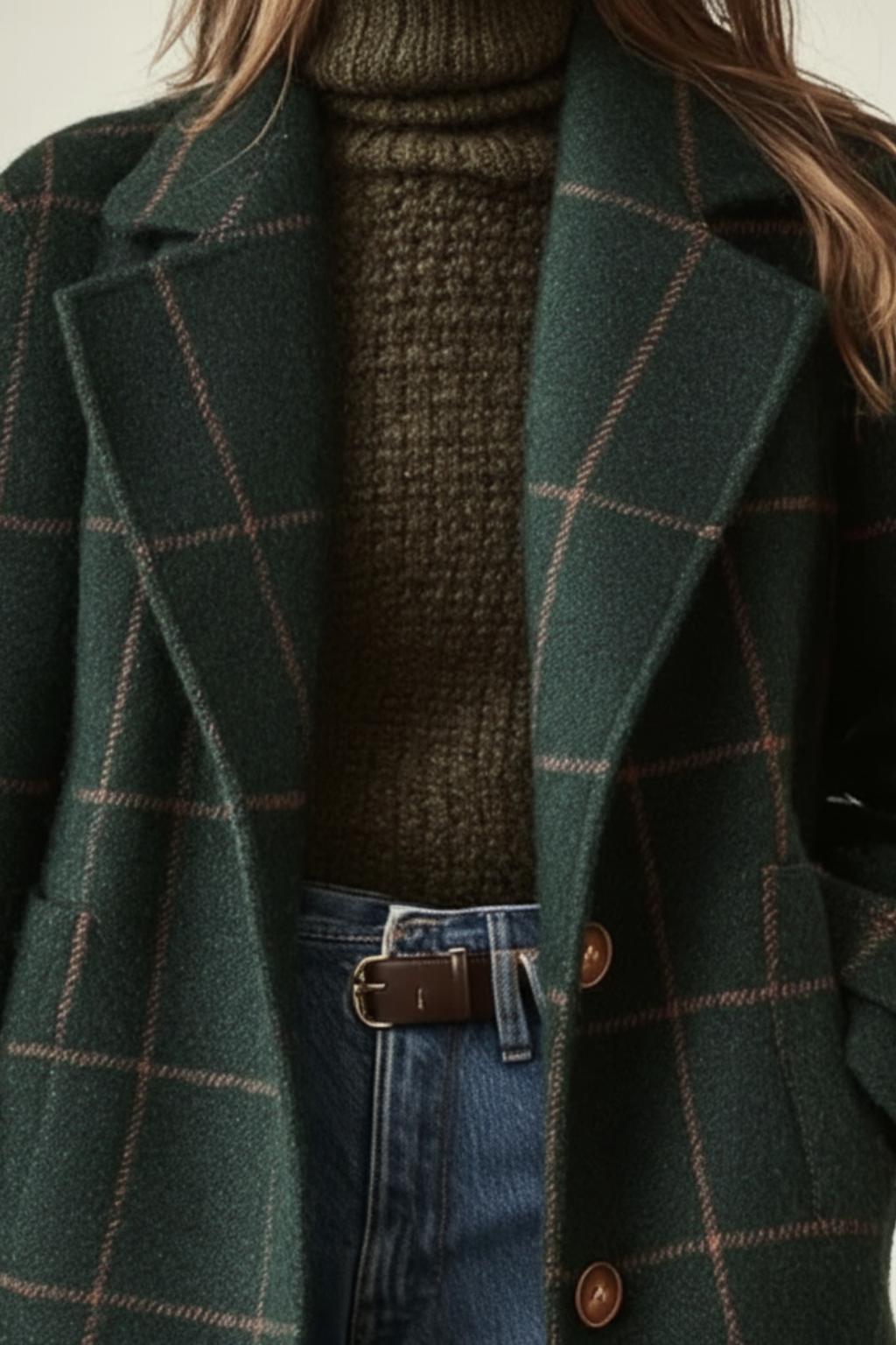 Women's Retro Lapel Plaid Tweed Coat 3