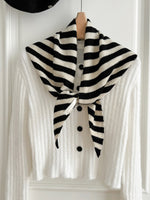 100% Australian Wool Striped Functional Triangle Scarf 0