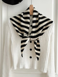 100% Australian Wool Striped Functional Triangle Scarf 0