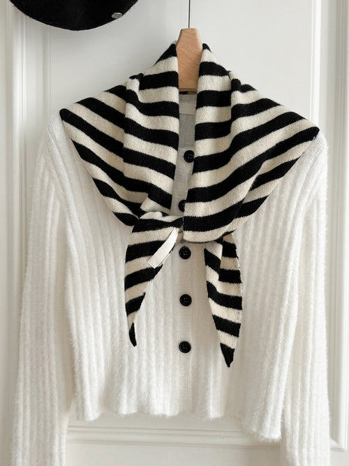 100% Australian Wool Striped Functional Triangle Scarf 0
