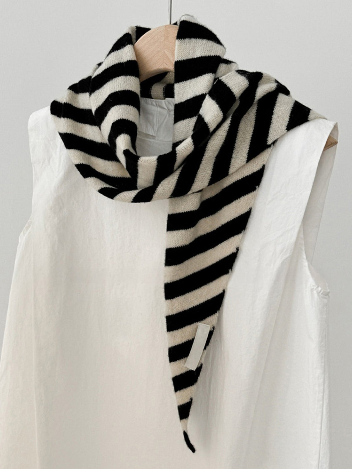 100% Australian Wool Striped Functional Triangle Scarf 1