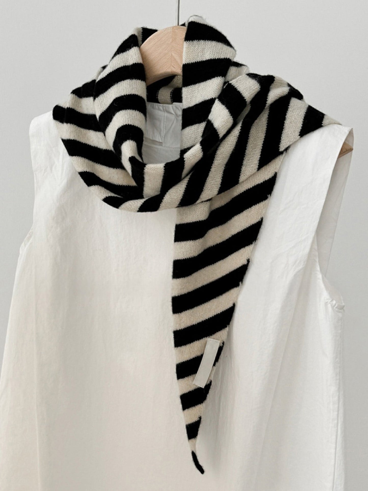 100% Australian Wool Striped Functional Triangle Scarf 1