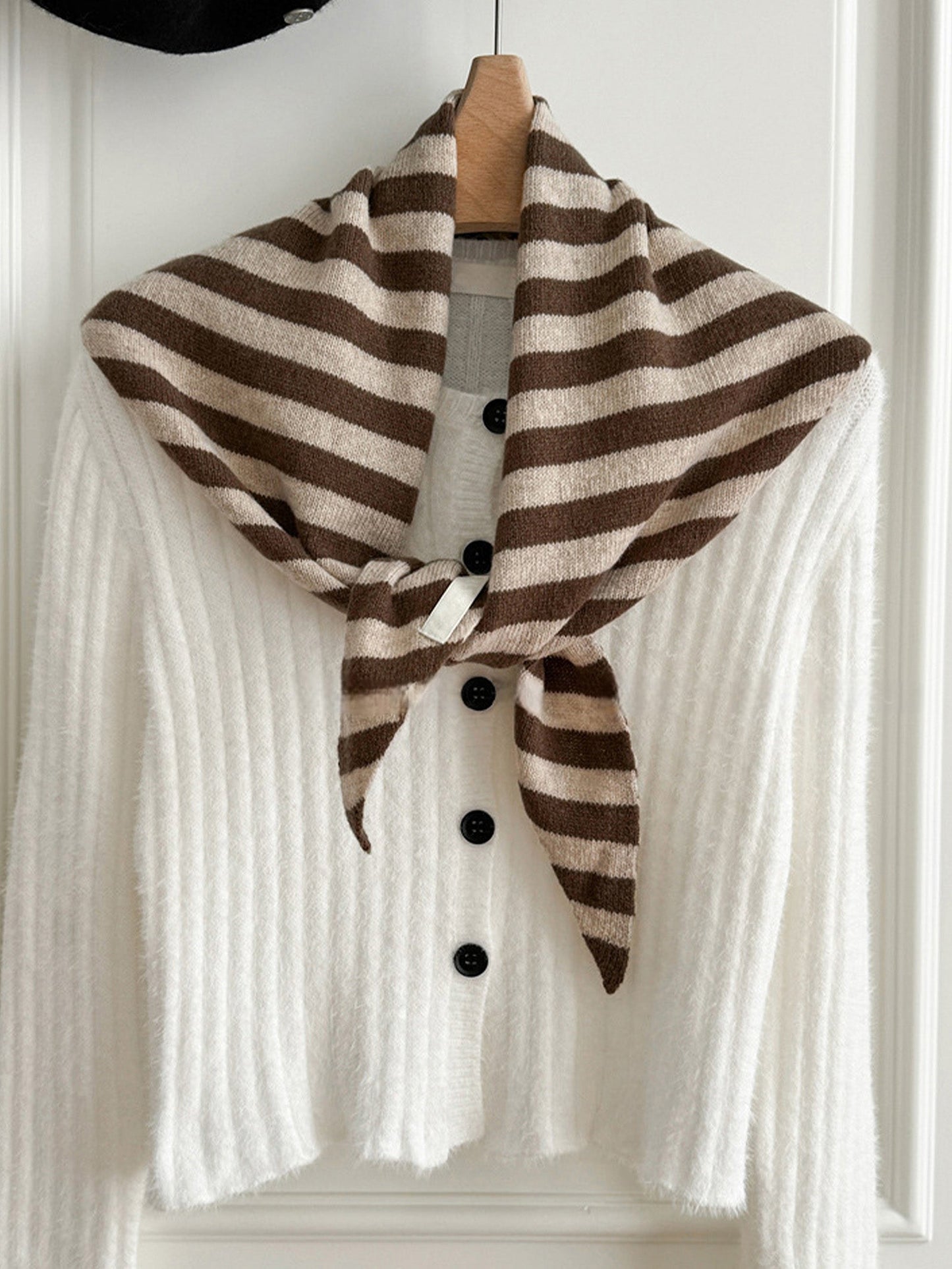 100% Australian Wool Striped Functional Triangle Scarf 3