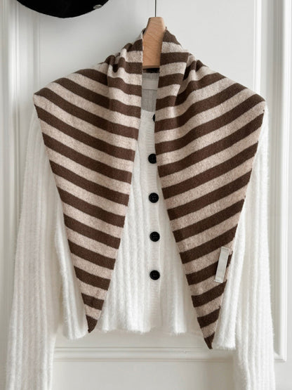 100% Australian Wool Striped Functional Triangle Scarf 4