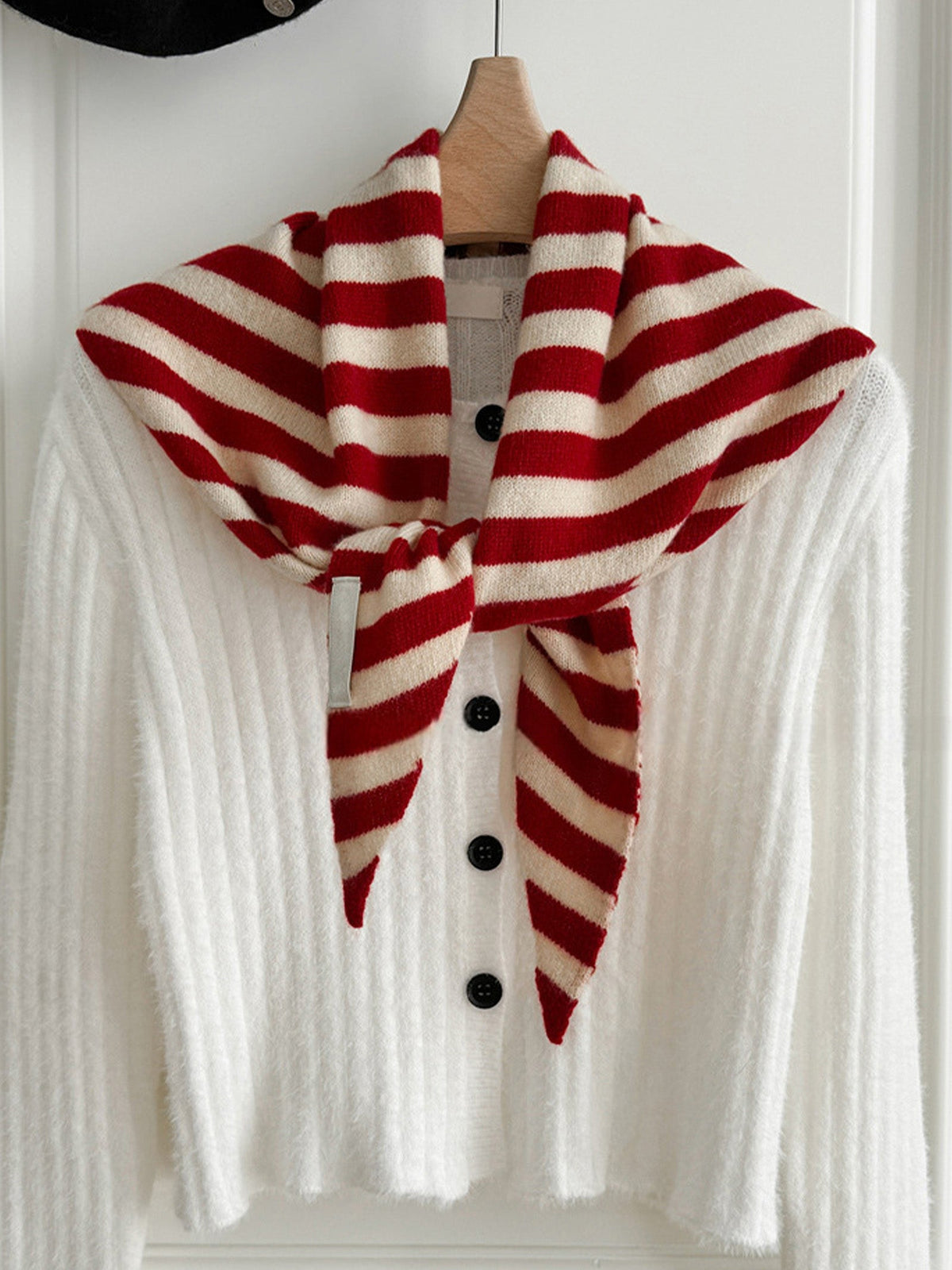 100% Australian Wool Striped Functional Triangle Scarf 5