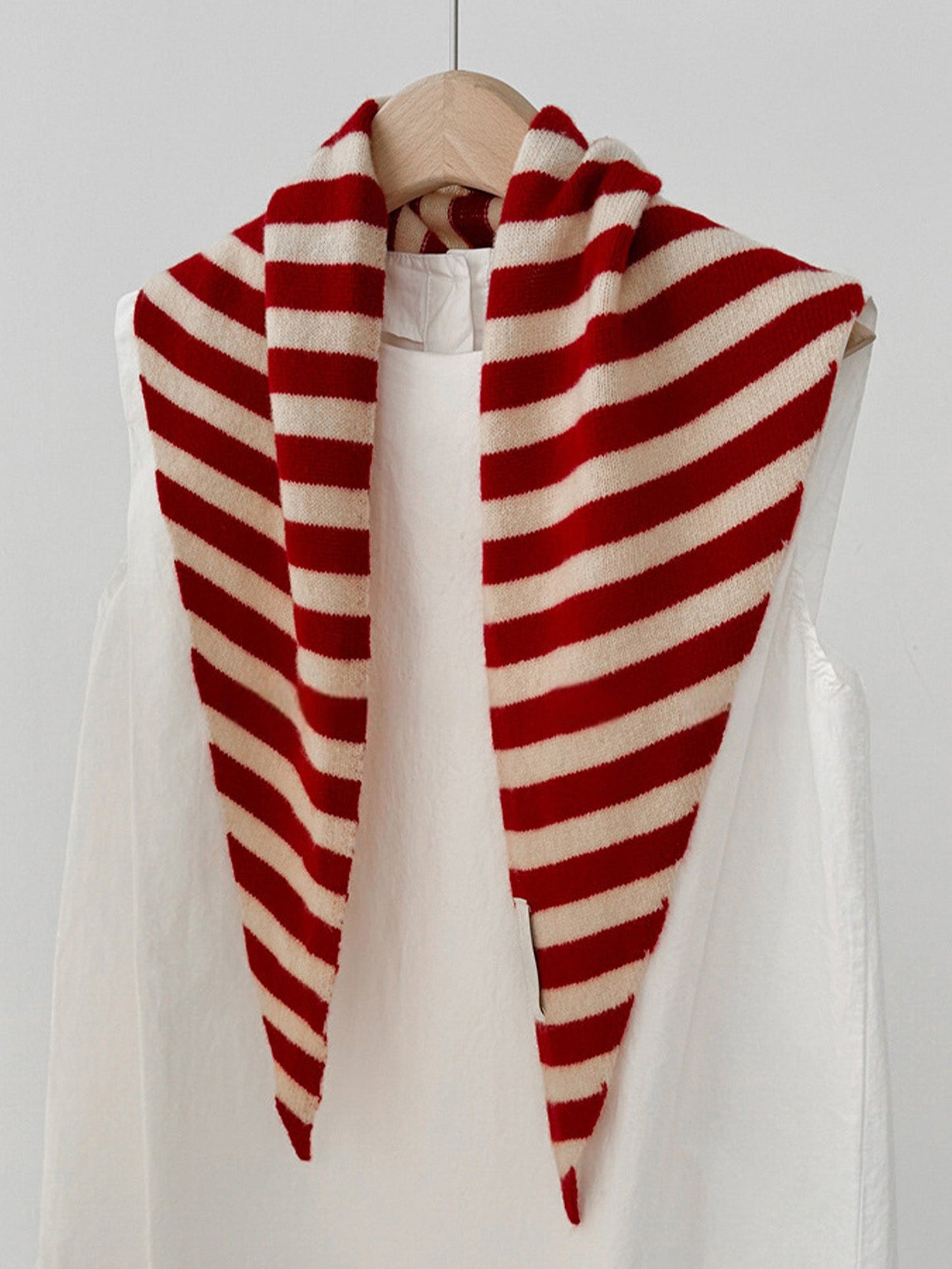 100% Australian Wool Striped Functional Triangle Scarf 6