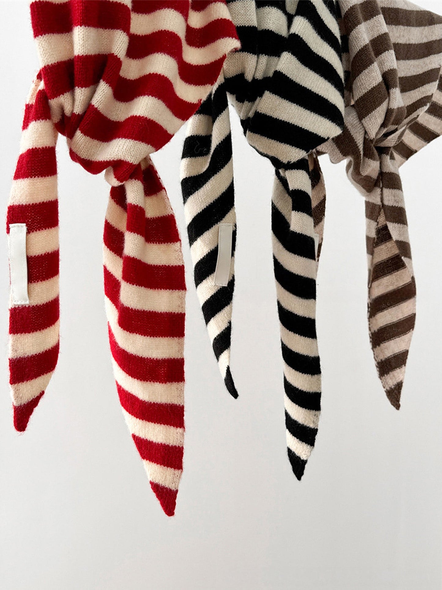 100% Australian Wool Striped Functional Triangle Scarf 7