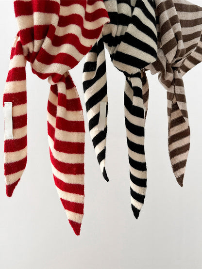 100% Australian Wool Striped Functional Triangle Scarf 7
