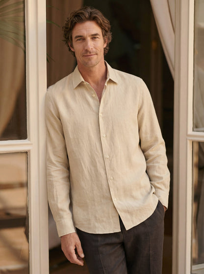 100% Linen Classic-Collar Relaxed Long Sleeve Shirt EDWARD 0