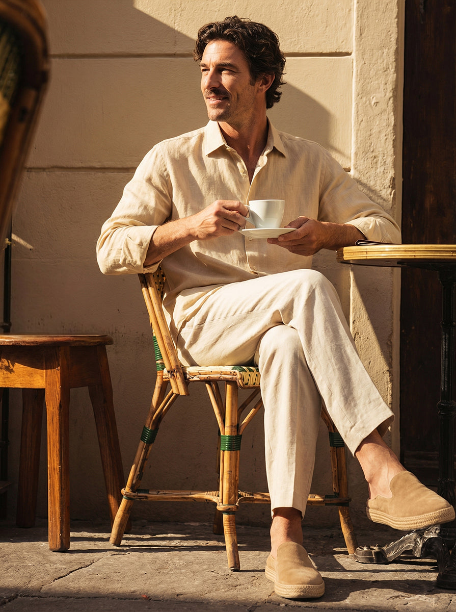 100% Linen Classic-Collar Relaxed Long Sleeve Shirt EDWARD 1