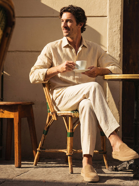 100% Linen Classic-Collar Relaxed Long Sleeve Shirt EDWARD 1