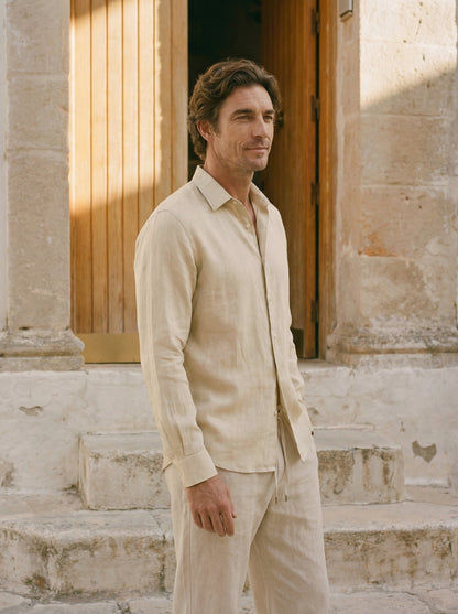 100% Linen Classic-Collar Relaxed Long Sleeve Shirt EDWARD 3