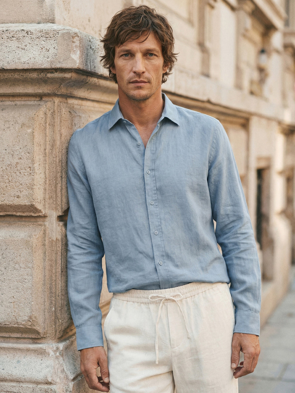 100% Linen Classic-Collar Relaxed Long Sleeve Shirt EDWARD 6