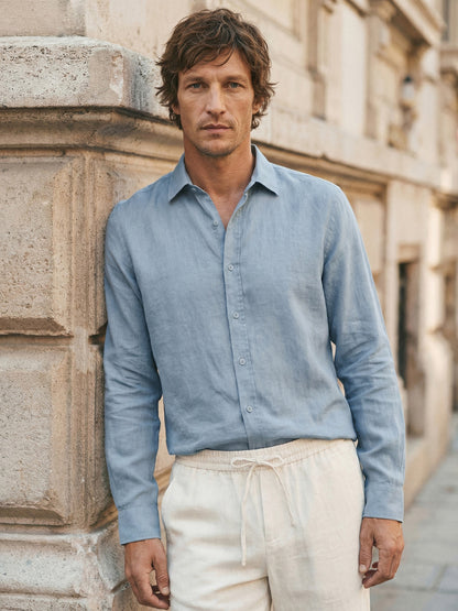 100% Linen Classic-Collar Relaxed Long Sleeve Shirt EDWARD 6