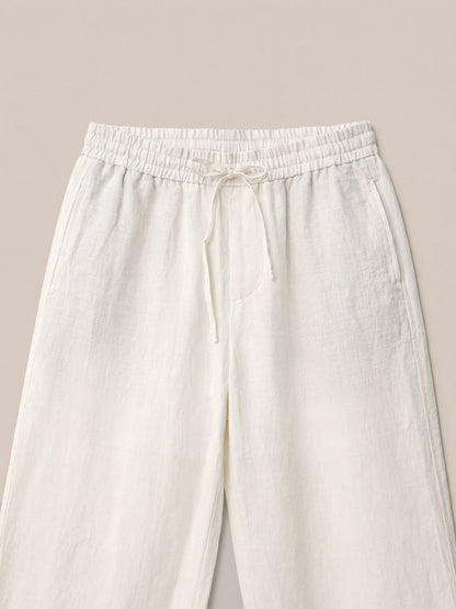 100% Linen Drawstring Straight-Leg Trousers THEODORE 5