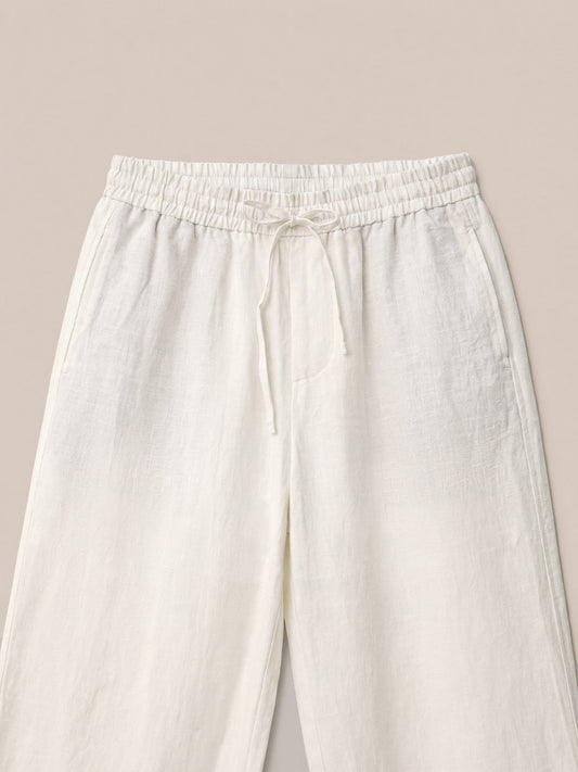 100% Linen Drawstring Straight-Leg Trousers THEODORE 5