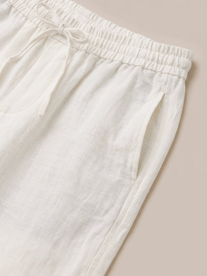 100% Linen Drawstring Straight-Leg Trousers THEODORE 6