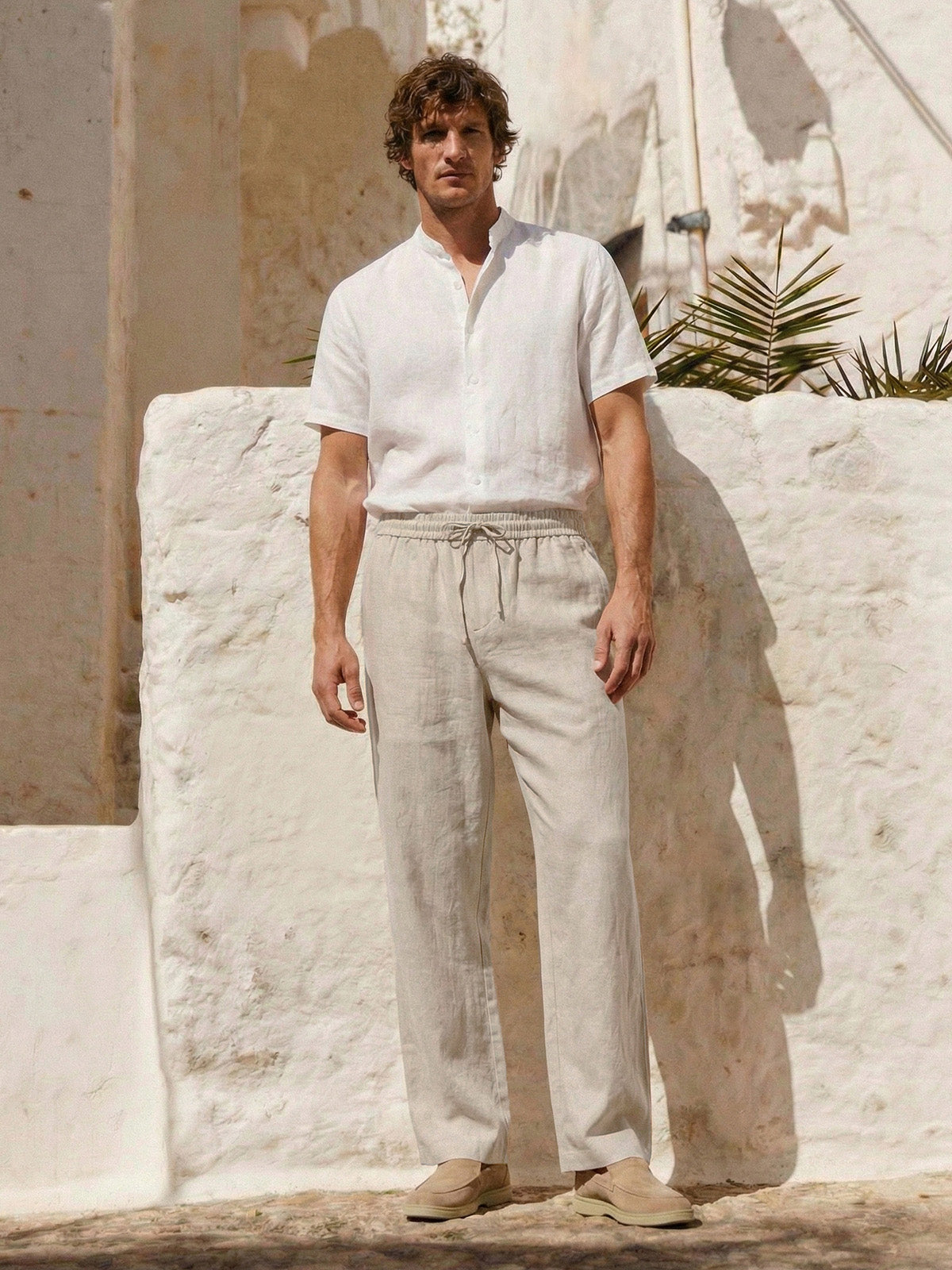 100% Linen Drawstring Straight-Leg Trousers THEODORE 8