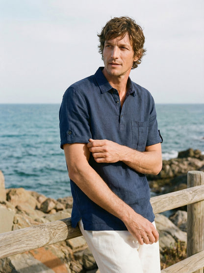 100% Linen Polo-Collar Short-Sleeve Shirt FREDERICK 6