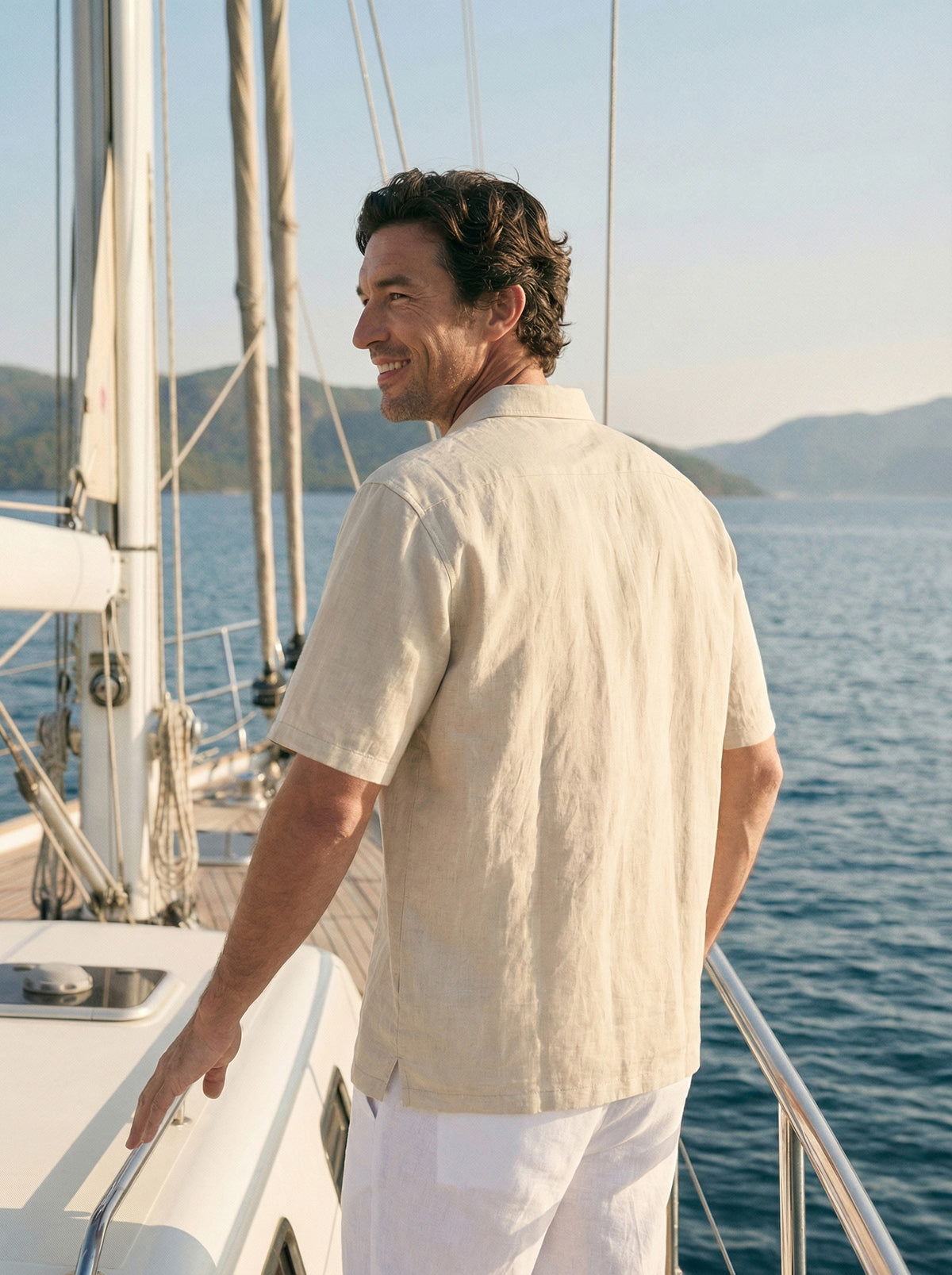 100% Linen Polo-Collar Short-Sleeve Shirt FREDERICK 8