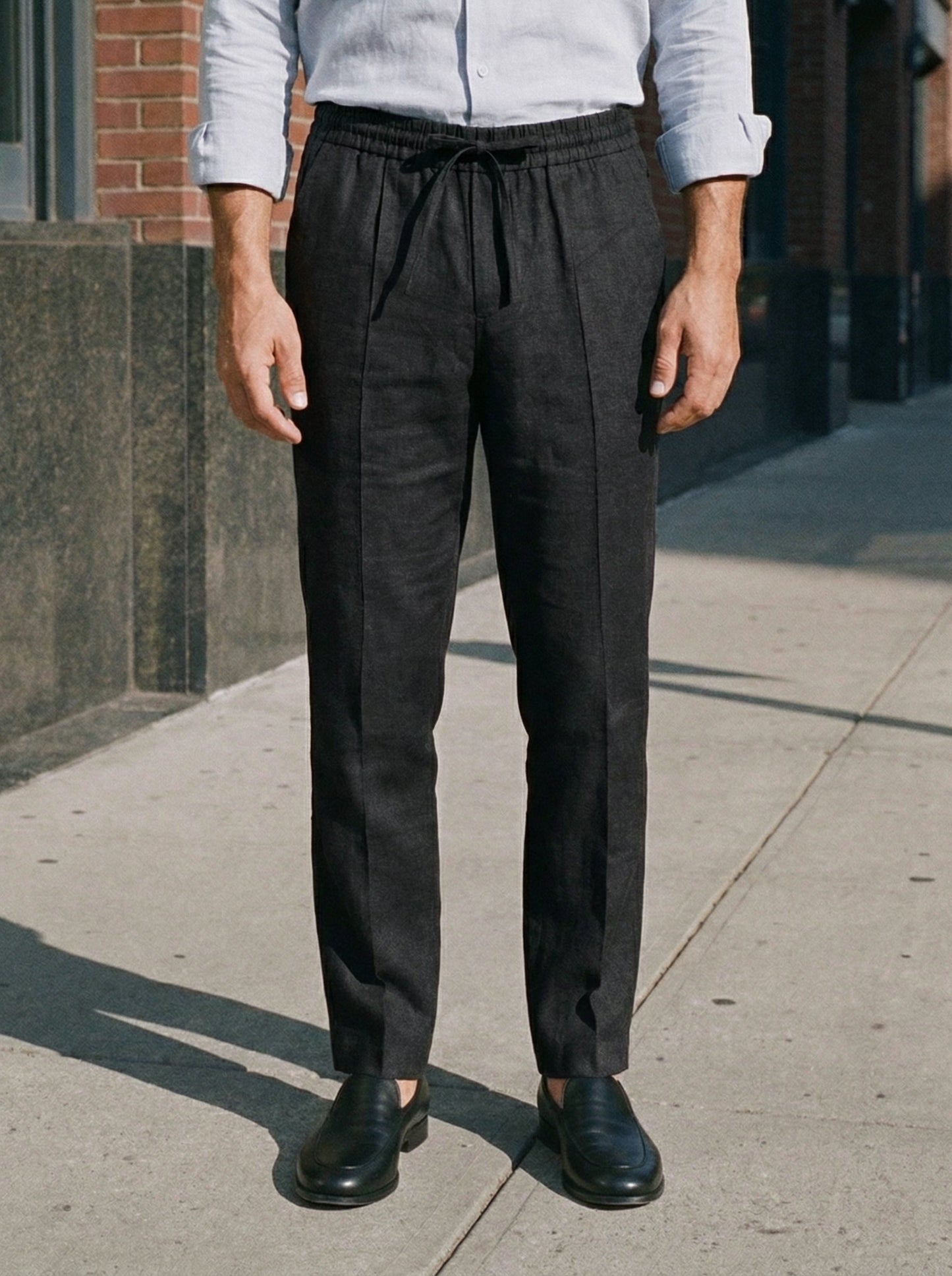 100% Linen Press-Crease Cropped Trousers HARRISON 0