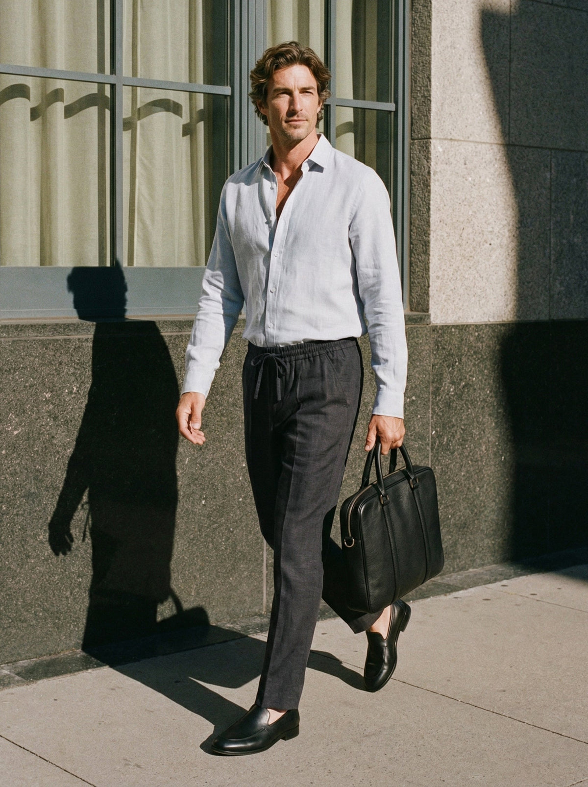 100% Linen Press-Crease Cropped Trousers HARRISON 2