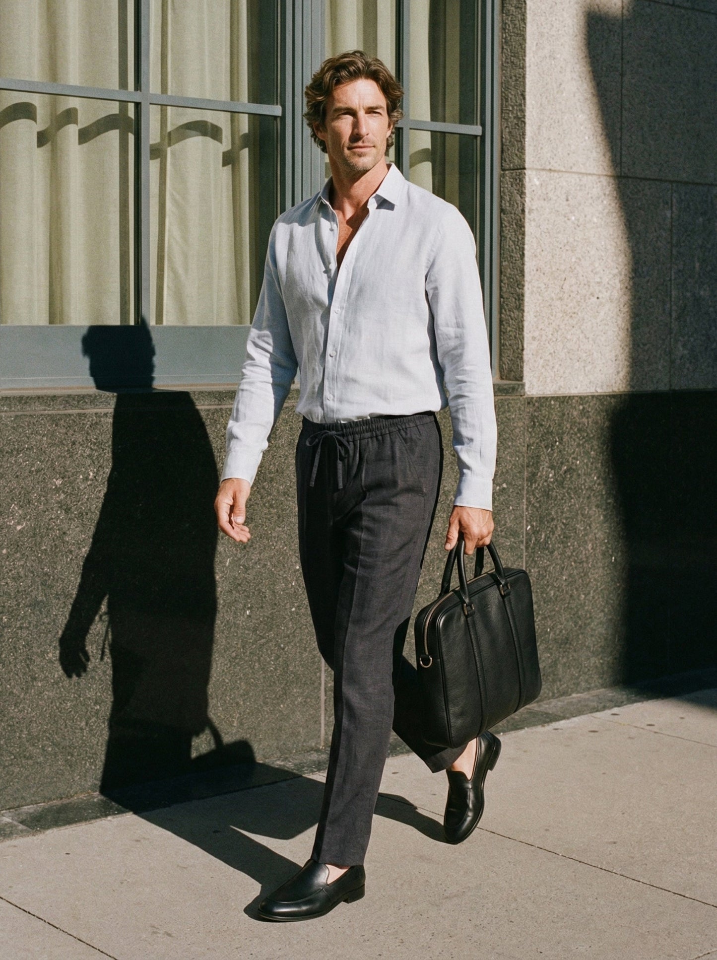 100% Linen Press-Crease Cropped Trousers HARRISON 2