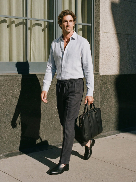 100% Linen Press-Crease Cropped Trousers HARRISON 2