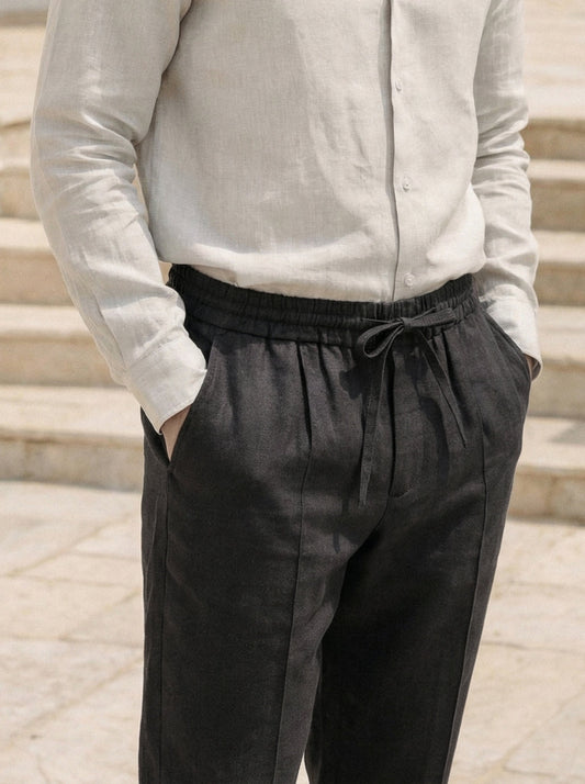 100% Linen Press-Crease Cropped Trousers HARRISON 3