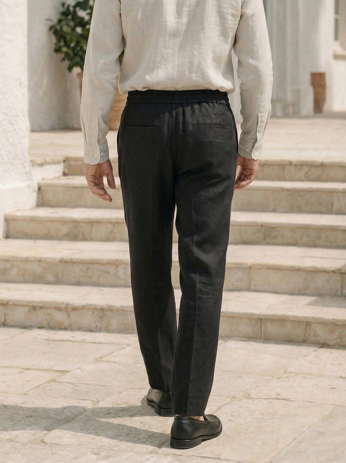 100% Linen Press-Crease Cropped Trousers HARRISON 5